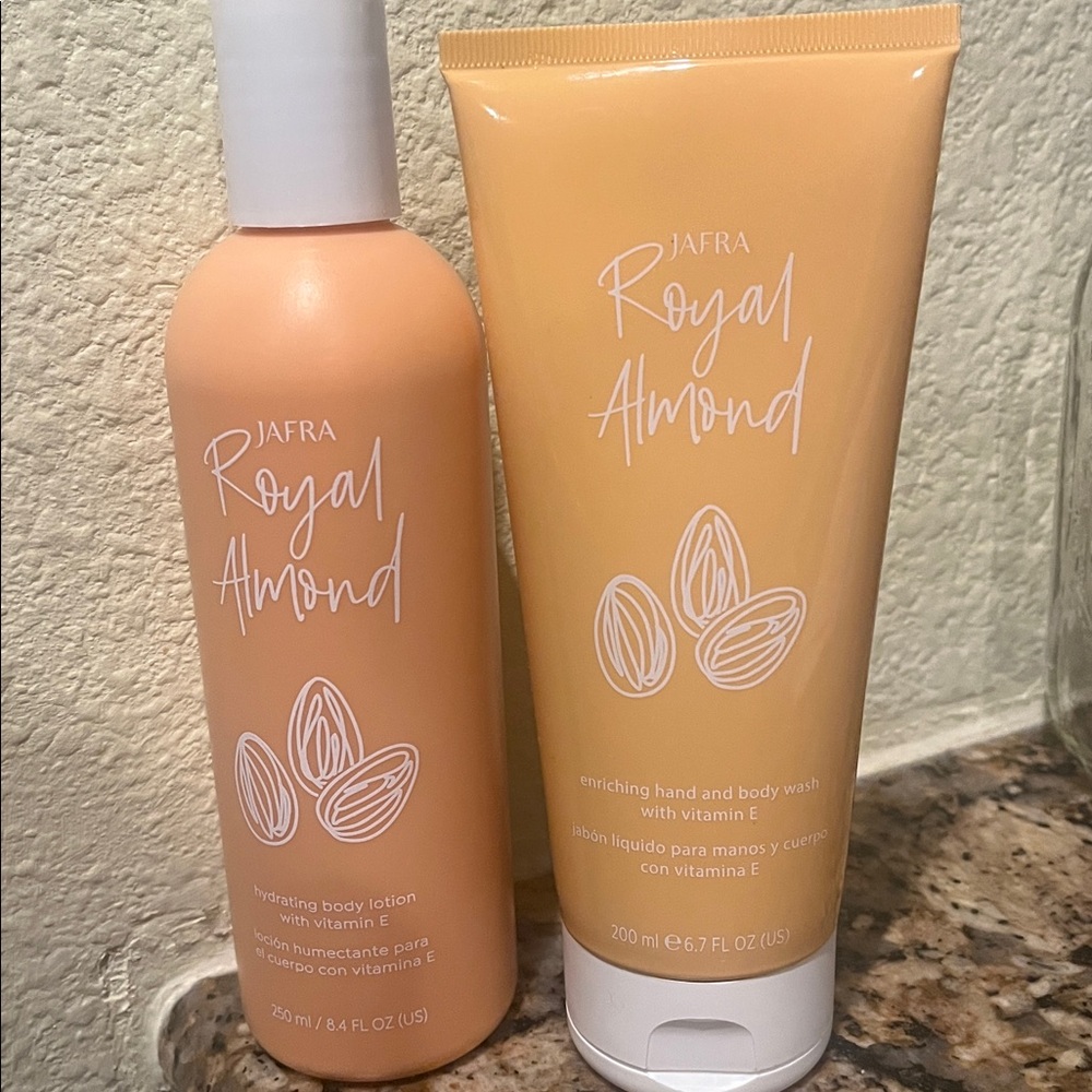 Jafra Royal Almond Body Cream 8.4 Fl oz, & enriched hand & body wash 6.7 Fl oz